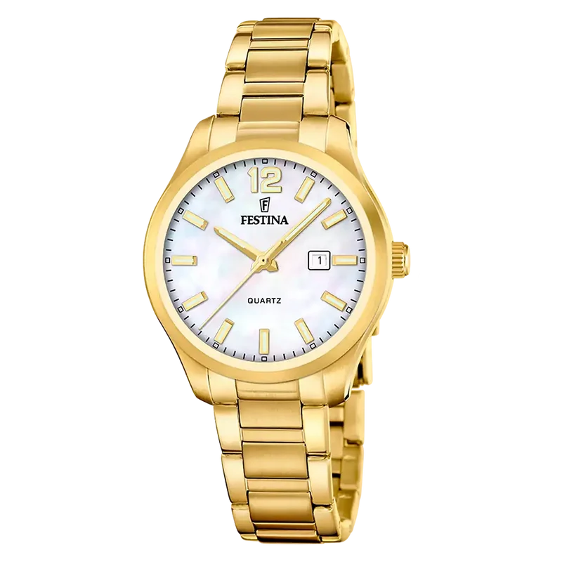 Festina Classics F20741/1 Damenuhr Beige • Perlmutt-Zifferblatt • Mineralglas