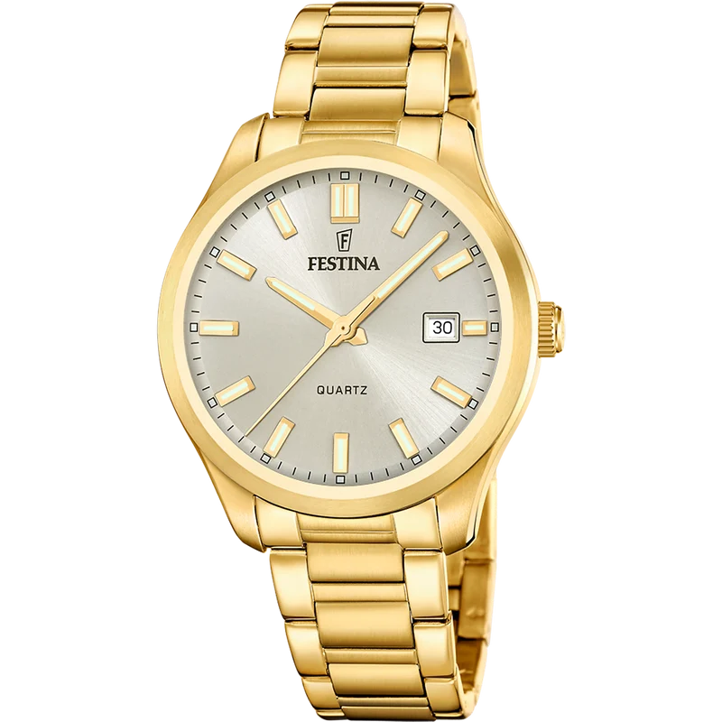 Festina F20740/1 Herrenuhr 42mm • Goldfarben • 5 ATM