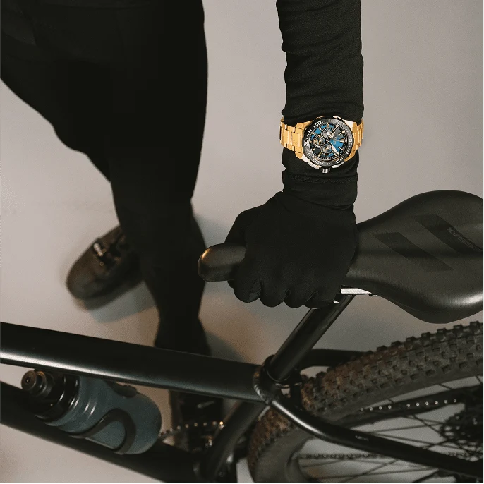 Festina Chrono Bike F20727/1 Herrenuhr Goldfarben/Blau • Chronograph • 20 ATM