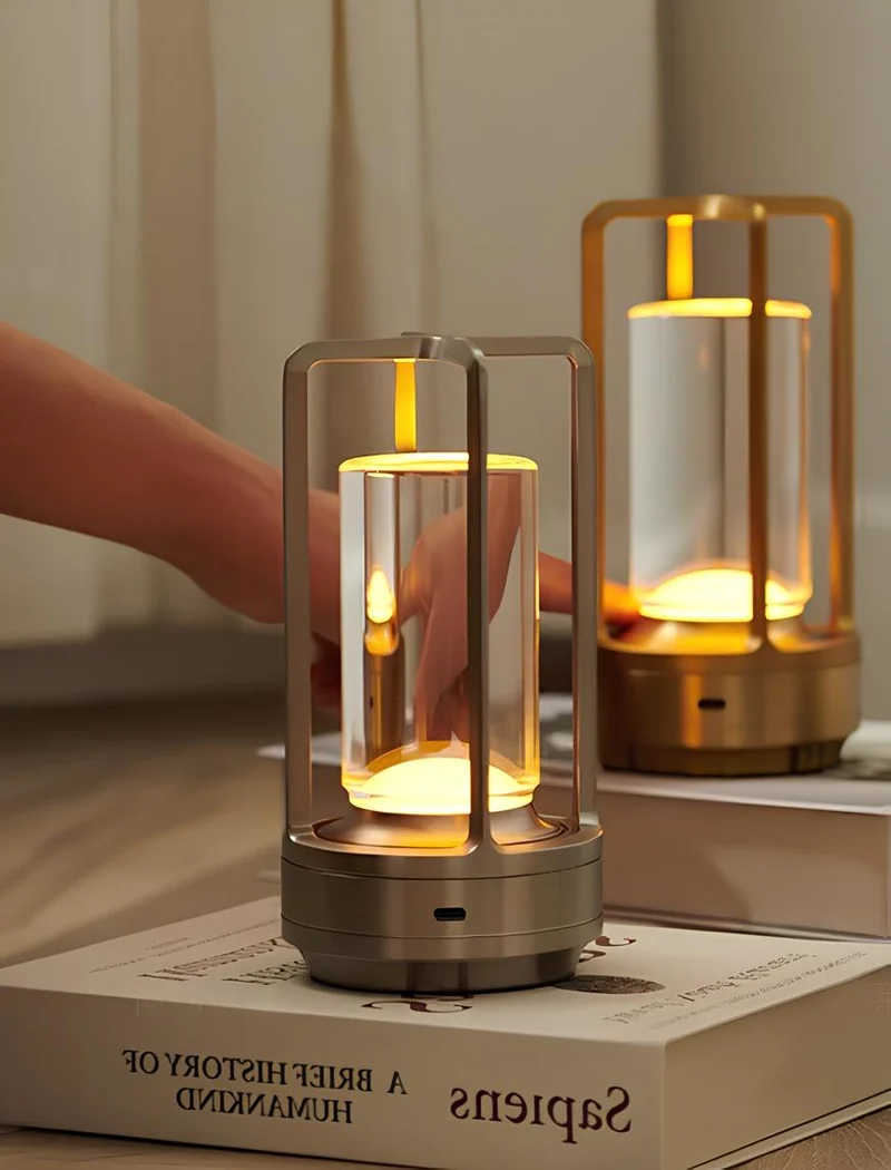 Draadloze LED Tafellamp Dimbaar Oplaadbaar Touch Bediening Sfeerlicht Nachtlampje USB-C Zwart Goud Zilver | Sansoti