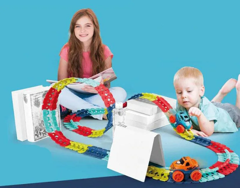 Magnetisch Racebaan Speelgoed Set voor Kinderen met Glow-in-the-Dark Functie 46-184 Delen Educatief Creatief | Sansoti