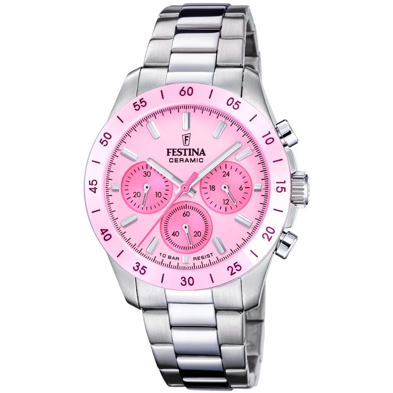 Festina Ceramic F20693/2 Unisex Chronograph Rosa • Keramikgehäuse • 10 ATM