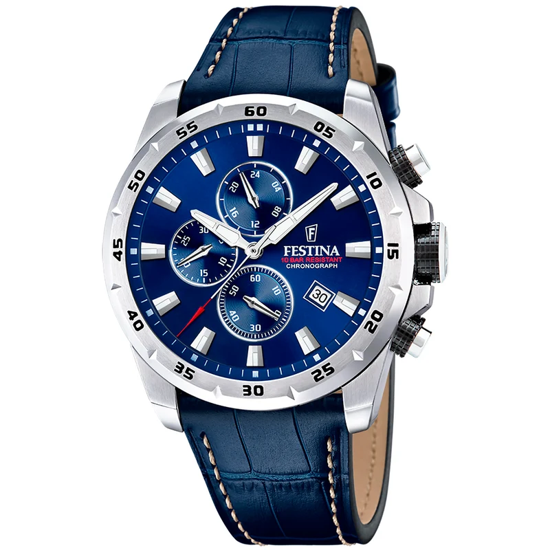 Festina F20692/2 Herrenuhr Chronograph Blau • 10 ATM Wasserdichtigkeit • 45 mm Gehäuse