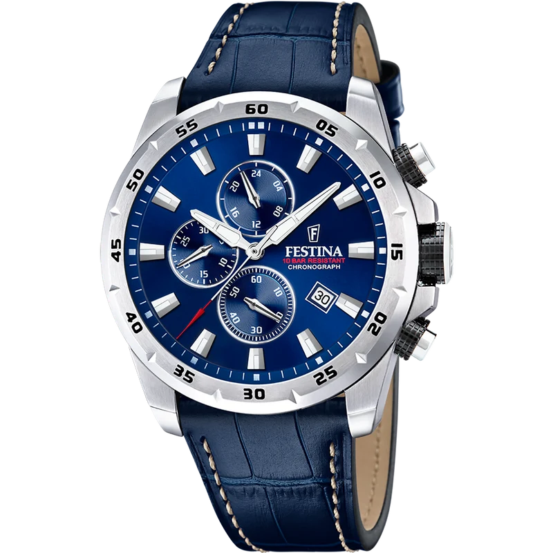 Festina F20692/2 Herrenuhr Chronograph Blau • 10 ATM Wasserdichtigkeit • 45 mm Gehäuse