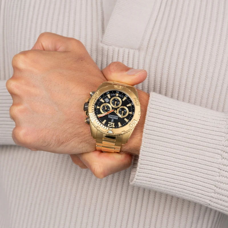 Festina Timeless Chronograph F20684/4 Herren • Goldfarben • Mineralglas