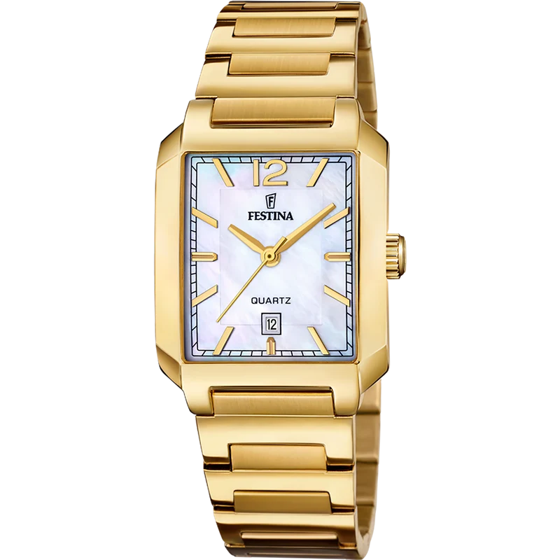 Festina On the Square F20680/2 Damen Armbanduhr Beige • Quarzwerk • Mineral-Glas
