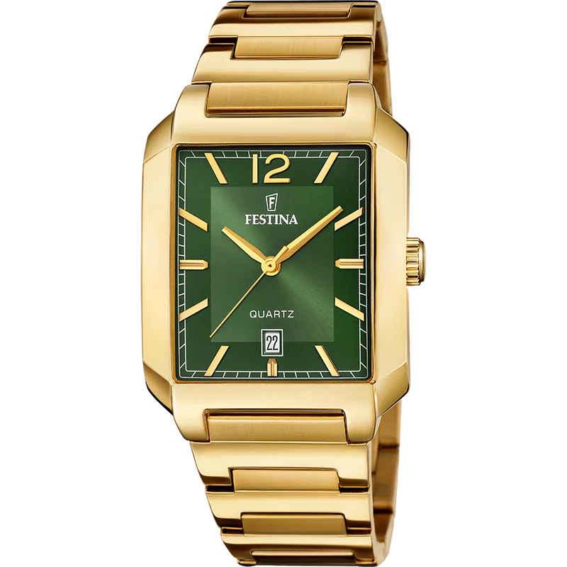 Festina On The Square F20678/5 Herrenuhr Grün • Mineralglas • Quarzwerk