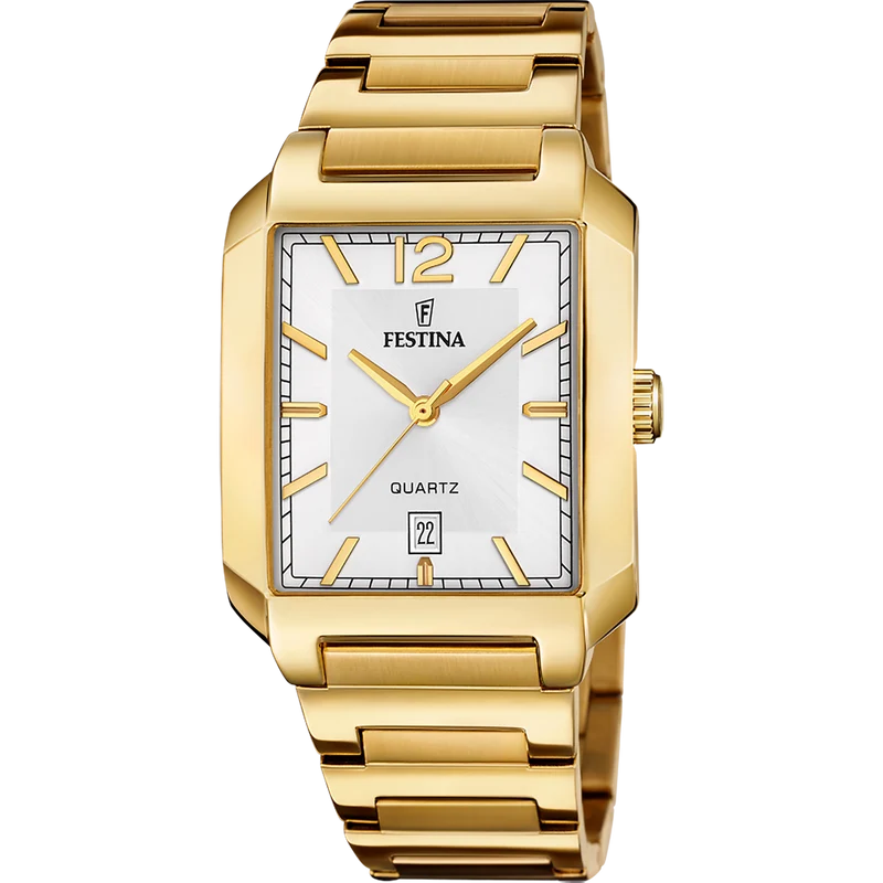 Festina On the Square F20678/2 Herrenuhr Silber • Quarzwerk • Eckiges Gehäuse