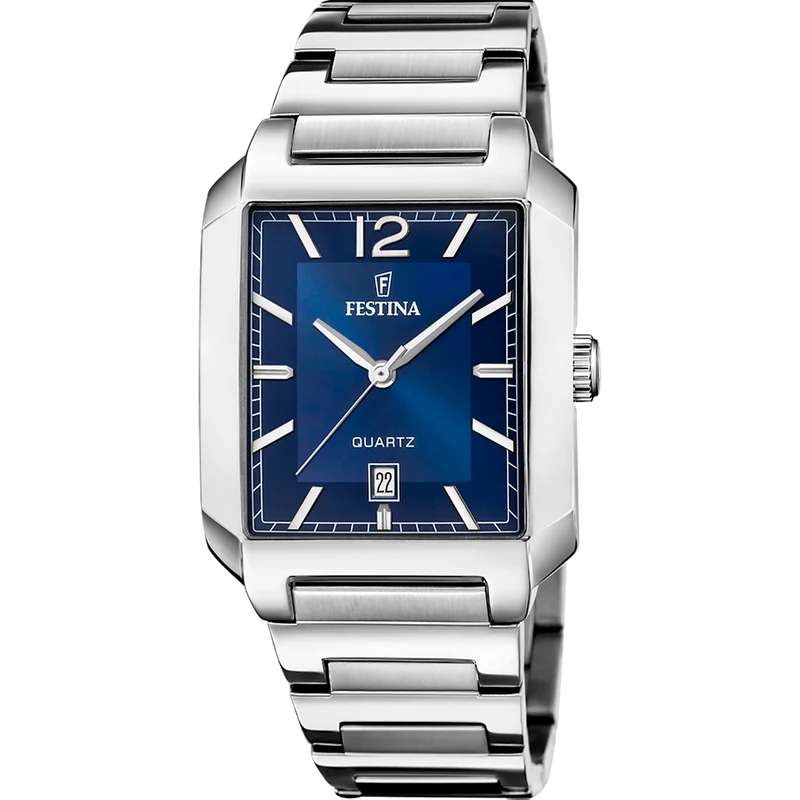 Festina F20677/3 Herrenuhr Quarz Eckig Blau • Quarzwerk • 5 ATM Wasserdicht
