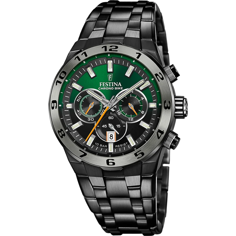 Festina Chrono Bike Special Edition F20673/2 Herrenuhr Schwarz-Grün • Chronograph • 10 BAR