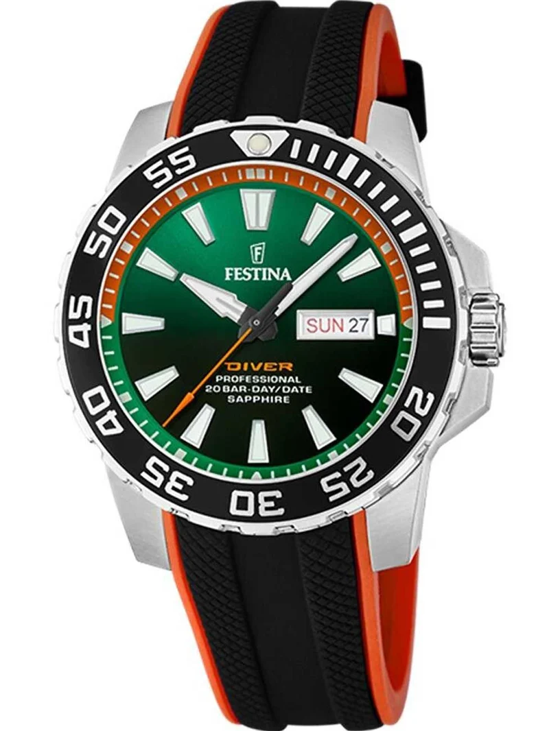 Festina F20662/2 Herrenuhr Professional Diver Day-Date 45mm • Saphirglas • 20 ATM