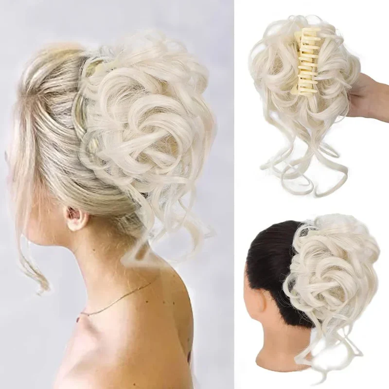 Haarknot met Krullen – Synthetisch Haar – Clip-On Knot – Volumineus – Verschillende Kleuren | Sansoti