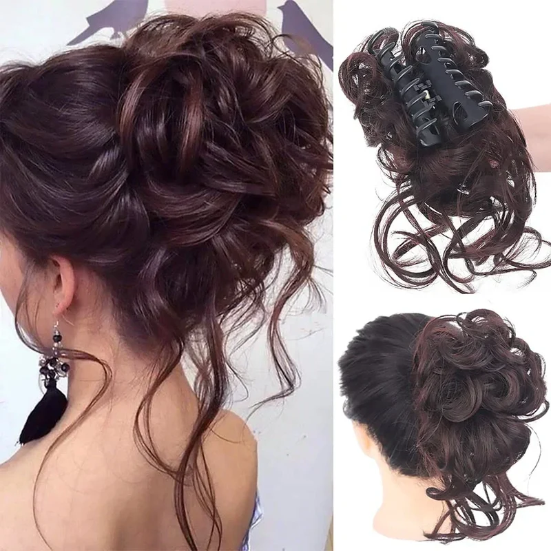 Haarknot met Krullen – Synthetisch Haar – Clip-On Knot – Volumineus – Verschillende Kleuren | Sansoti
