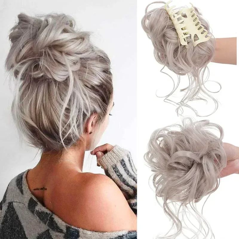 Haarknot met Krullen – Synthetisch Haar – Clip-On Knot – Volumineus – Verschillende Kleuren | Sansoti
