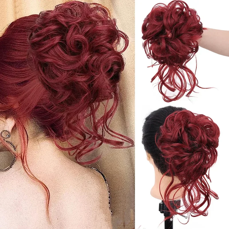 Haarknot met Krullen – Synthetisch Haar – Clip-On Knot – Volumineus – Verschillende Kleuren | Sansoti