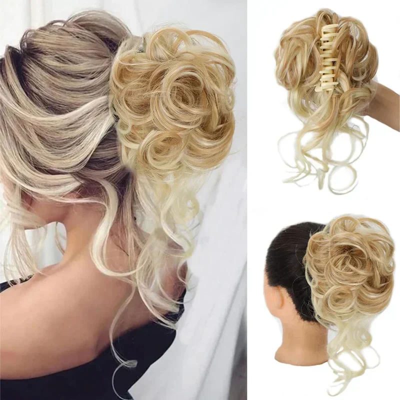 Haarknot met Krullen – Synthetisch Haar – Clip-On Knot – Volumineus – Verschillende Kleuren | Sansoti