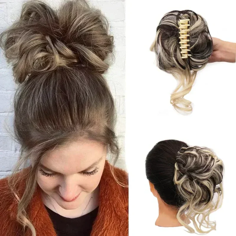 Haarknot met Krullen – Synthetisch Haar – Clip-On Knot – Volumineus – Verschillende Kleuren | Sansoti