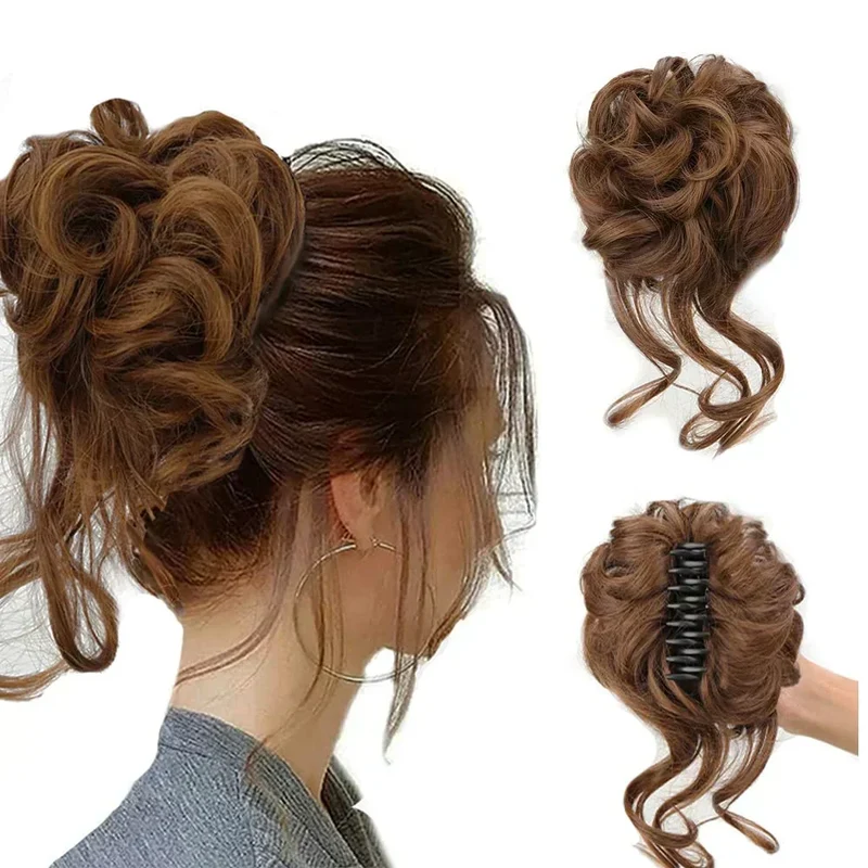 Haarknot met Krullen – Synthetisch Haar – Clip-On Knot – Volumineus – Verschillende Kleuren | Sansoti