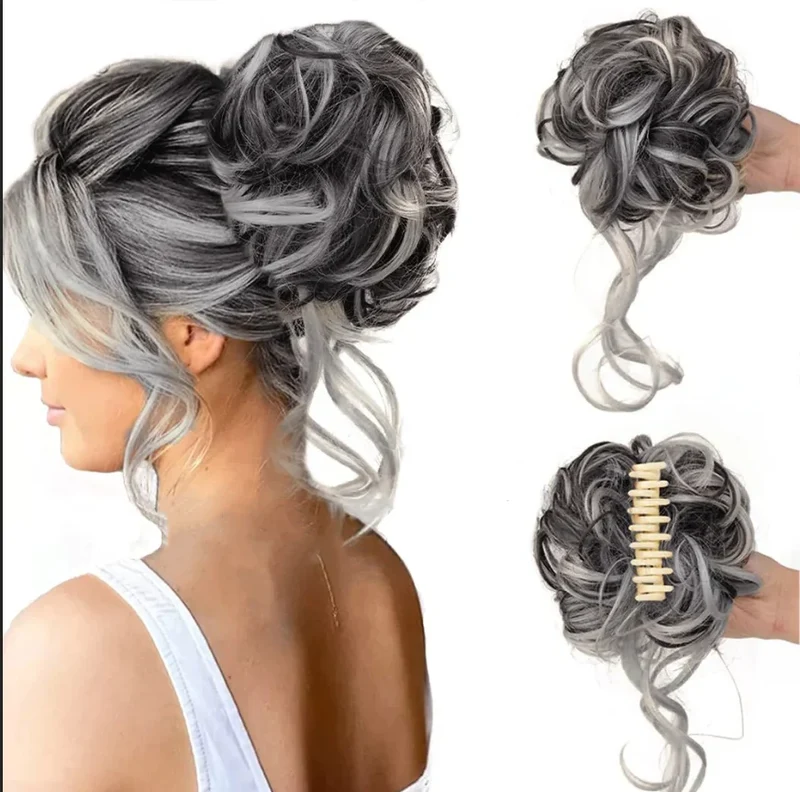 Haarknot met Krullen – Synthetisch Haar – Clip-On Knot – Volumineus – Verschillende Kleuren | Sansoti