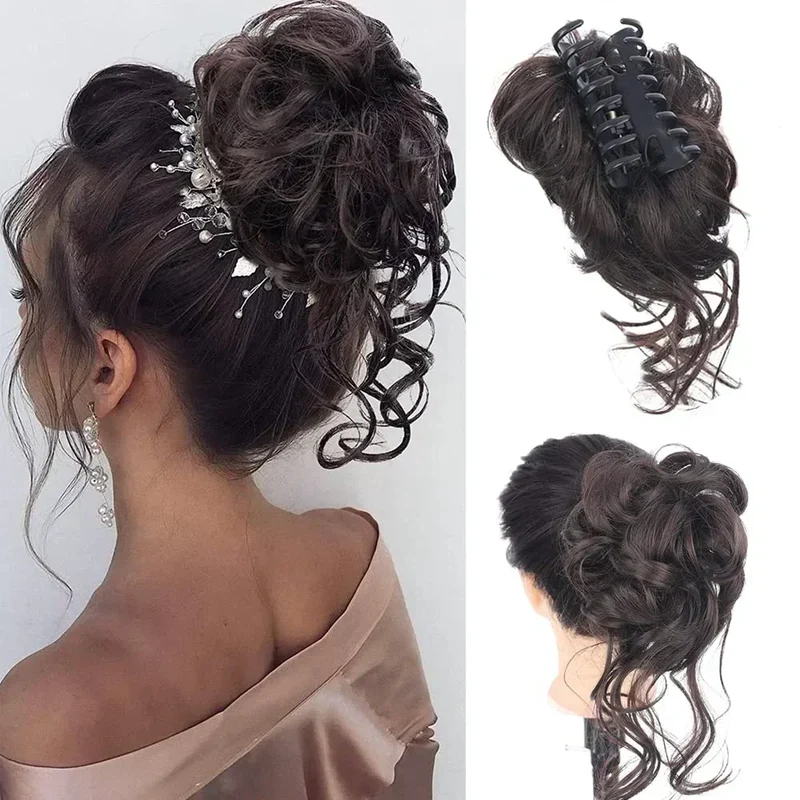 Haarknot met Krullen – Synthetisch Haar – Clip-On Knot – Volumineus – Verschillende Kleuren | Sansoti