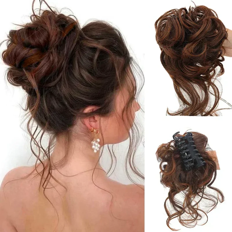 Haarknot met Krullen – Synthetisch Haar – Clip-On Knot – Volumineus – Verschillende Kleuren | Sansoti