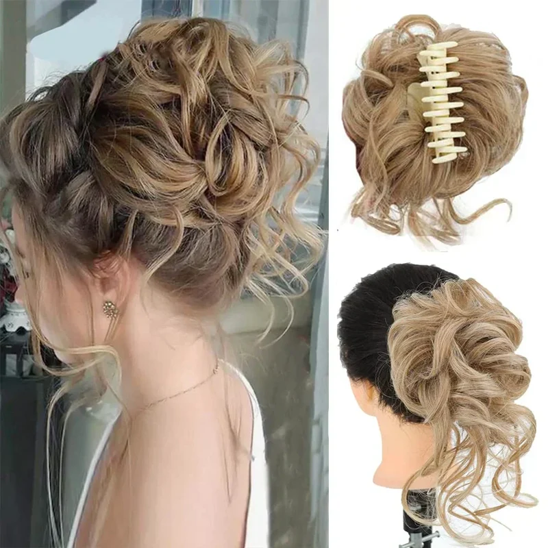 Haarknot met Krullen – Synthetisch Haar – Clip-On Knot – Volumineus – Verschillende Kleuren | Sansoti