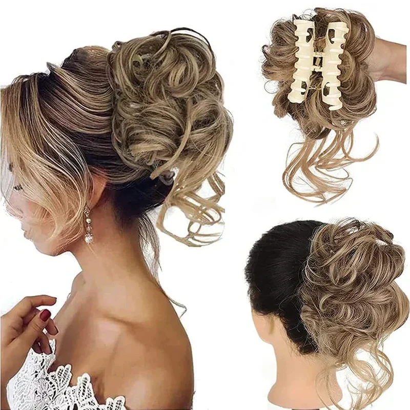 Haarknot met Krullen – Synthetisch Haar – Clip-On Knot – Volumineus – Verschillende Kleuren | Sansoti