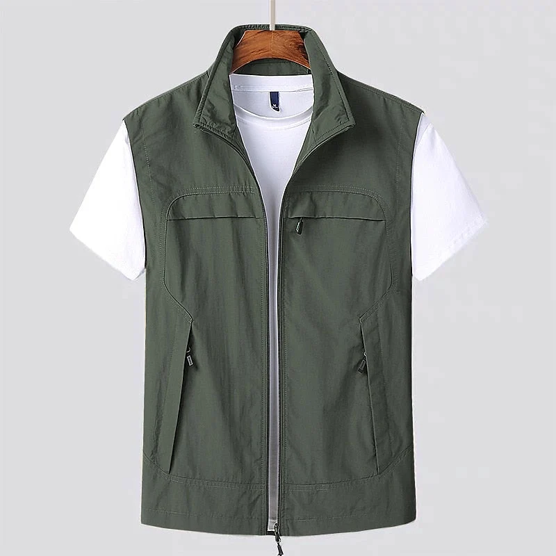 Sneldrogende Outdoor Bodywarmer met Meerdere Zakken voor Heren Mesh Ademend Vest Mourloos voor Vissen Wandelen Kamperen Actief Buitenleven | Sansoti