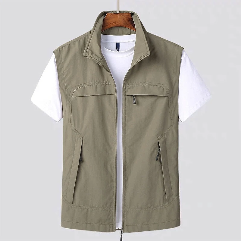 Sneldrogende Outdoor Bodywarmer met Meerdere Zakken voor Heren Mesh Ademend Vest Mourloos voor Vissen Wandelen Kamperen Actief Buitenleven | Sansoti