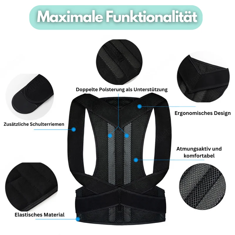 Ergonomische Houdingscorrector voor Schouders en Rug - Verstelbaar en Ademend - Unisex Postuurbrace | Sansoti