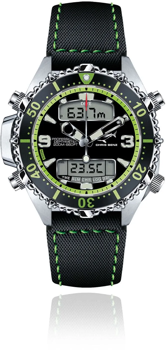Chris Benz Depthmeter Digital 200M CB-D200X-G-SBG Herrenuhr • Digitaler Tiefenmesser • Saphirglas