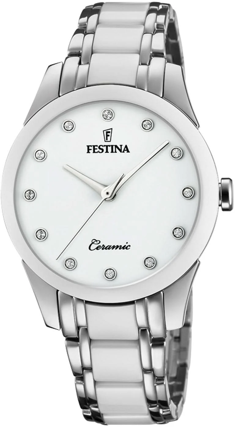 Festina Ceramic F20499/1 Damenuhr • Keramik-Lünette • Swarovski-Kristalle