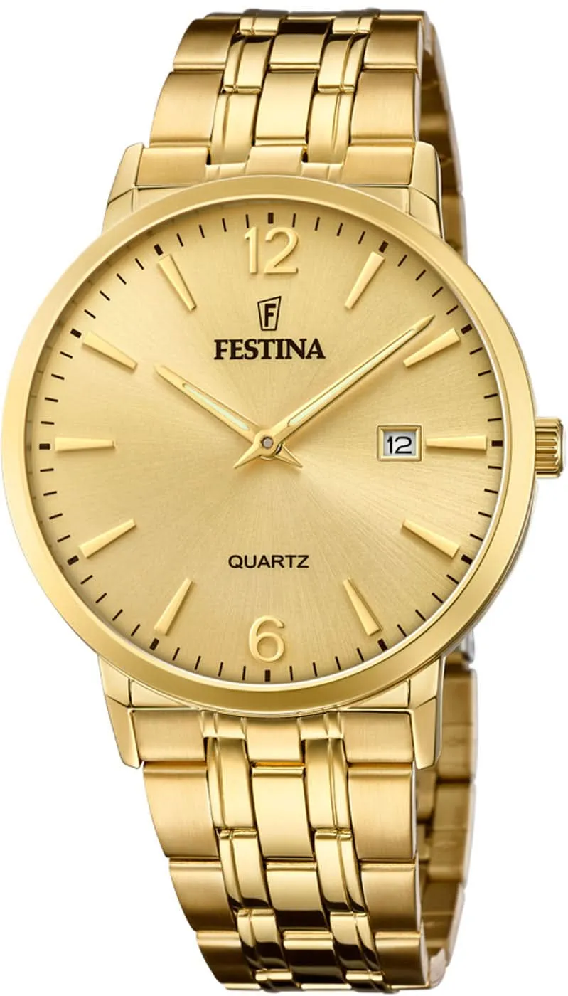Festina Classics F20513/3 Herrenuhr • Zeitloses Design • Gold-Optik