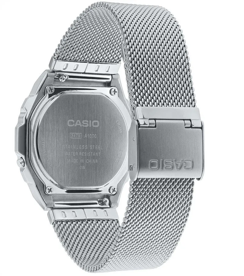Casio Vintage A1000M-1BEF Uhr • Kultiges Retro-Design • Perlmutt-Zifferblatt