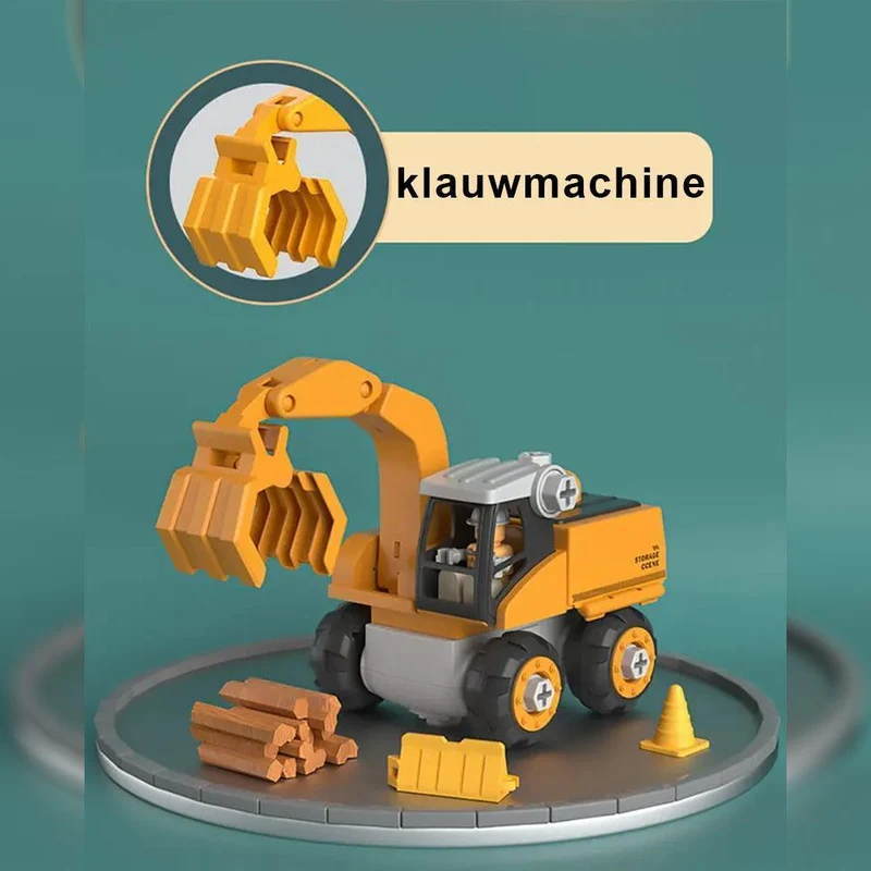 Educatief Bouwspeelgoed Graafmachine met Schroevendraaier voor Motoriekontwikkeling en Constructief Spelen | Sansoti