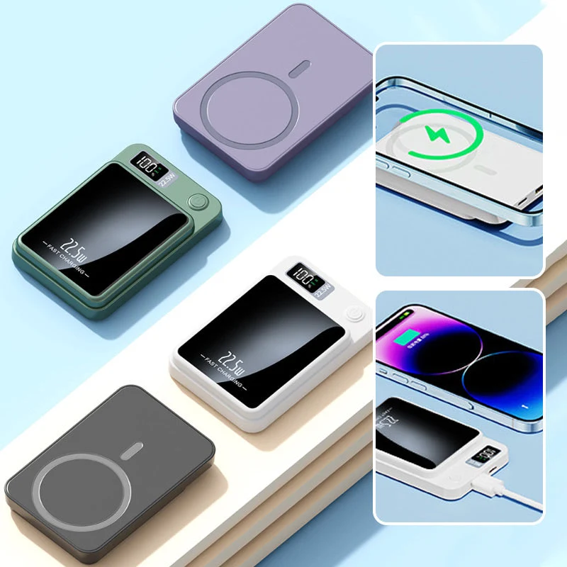 Draagbare Powerbank 20000mAh Ultradun Snellader met Draadloos Opladen en LED Display voor Onderweg | Sansoti