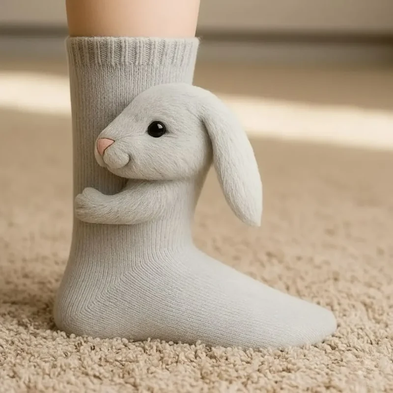Pluche Verwarmde Sokken met Diermotief voor Koude Voeten Winter Cadeau | Sansoti