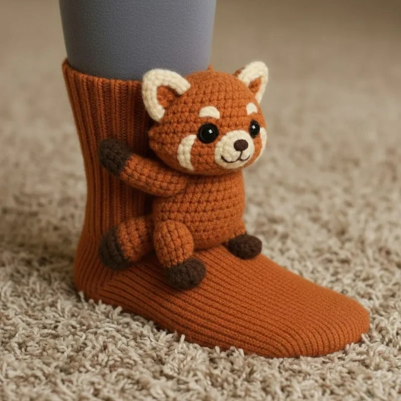 Pluche Verwarmde Sokken met Diermotief voor Koude Voeten Winter Cadeau | Sansoti
