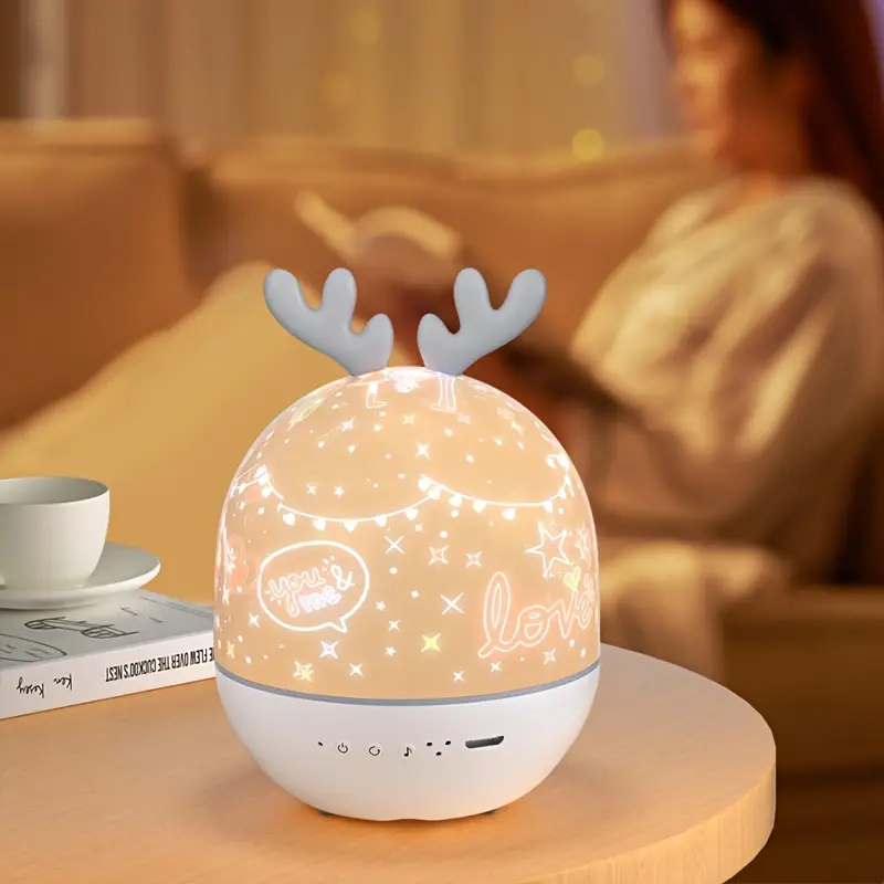 Sterrenprojector Nachtlampje Konijn & Hert met Muziek en USB-Oplader voor Kinderkamer | Sansoti