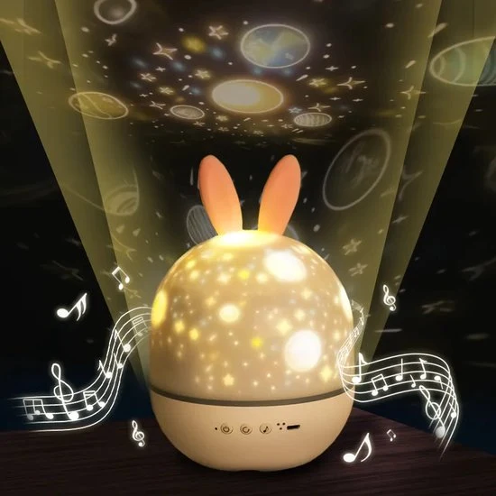 Sterrenprojector Nachtlampje Konijn & Hert met Muziek en USB-Oplader voor Kinderkamer | Sansoti