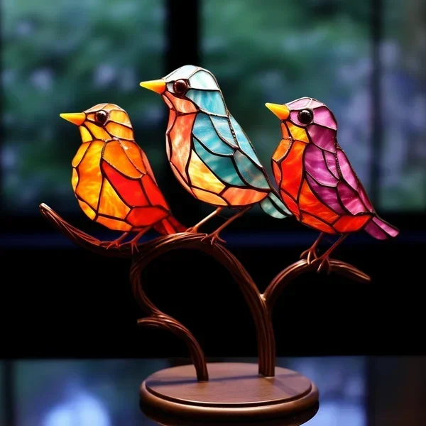 Glazen Vogelbeeldjes in Gekleurde Tinten – Set van Decoratieve Vogelsculpturen voor Interieur Woonkamer Slaapkamer | Sansoti