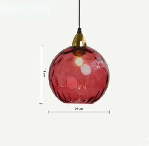Glazen Bol Hanglamp met Gekleurde Glaskap voor Eetkamer Woonkamer | Sansoti