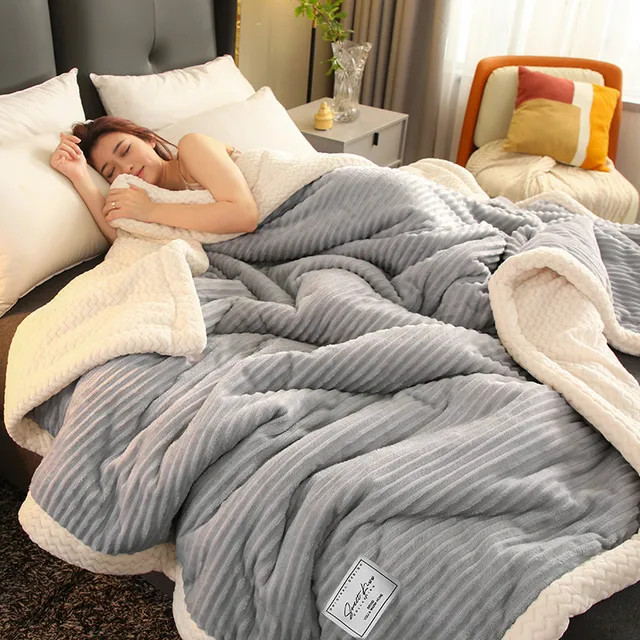 Zachte Fleece Plaid Winterdeken Dubbel Tweepersoons Warmtedeken Bankdeken | Sansoti