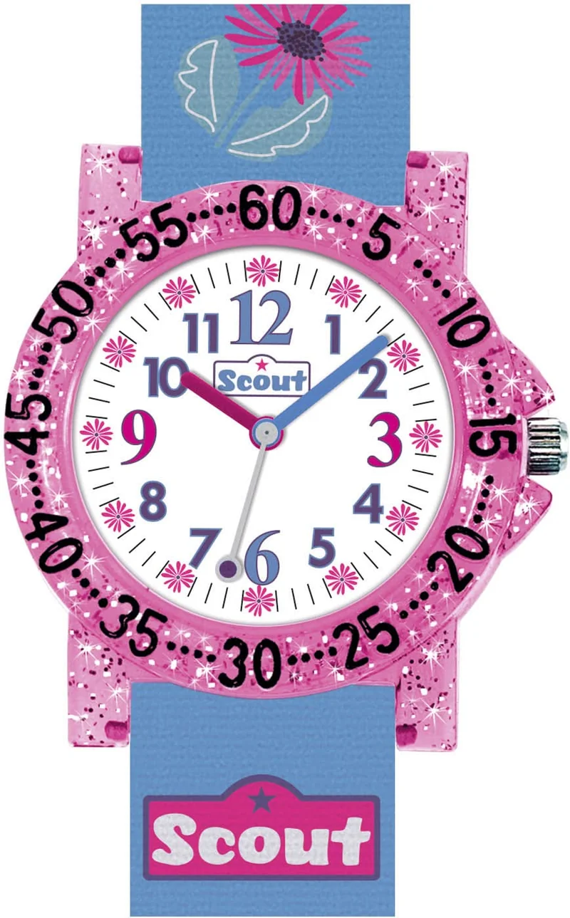 Scout Amici 280375027 Mädchen-Uhr • Lernuhr • Pferde & Blumen