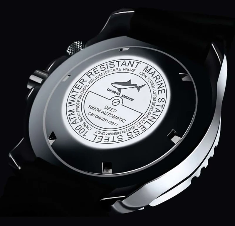Chris Benz Deep 1000M Automatic CB-1000A-B-KBS Herrenuhr • 1000m wasserdicht • Saphirglas