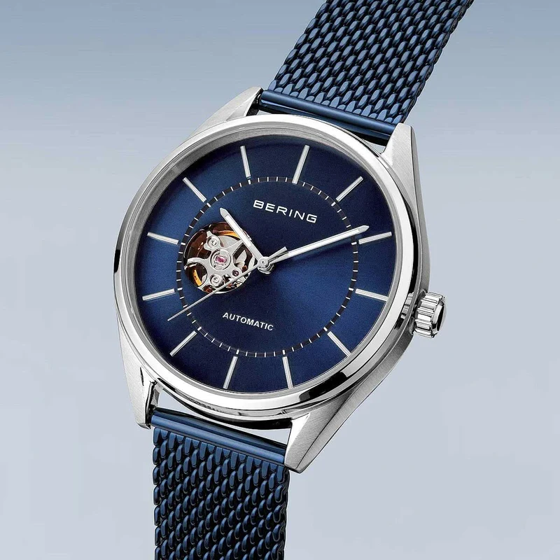 Bering Automatic 16743-307 Herrenuhr • Kratzfestes Saphirglas • Blaues Milanaise-Armband