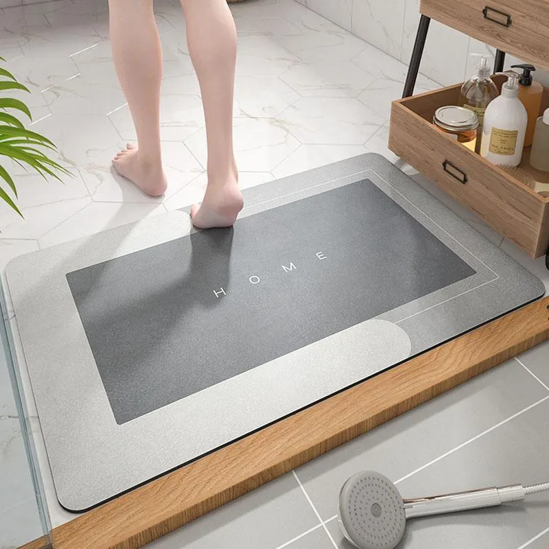 Sneldrogende Badmat met Hoge Absorptiekracht Grijs Beige Blauw Groen Ovaal Rechthoekig Microvezelbadmat voor Douche en Bad Badkamertextiel | Sansoti