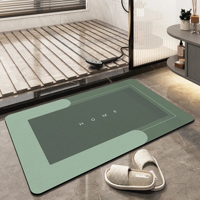 Sneldrogende Badmat met Hoge Absorptiekracht Grijs Beige Blauw Groen Ovaal Rechthoekig Microvezelbadmat voor Douche en Bad Badkamertextiel | Sansoti