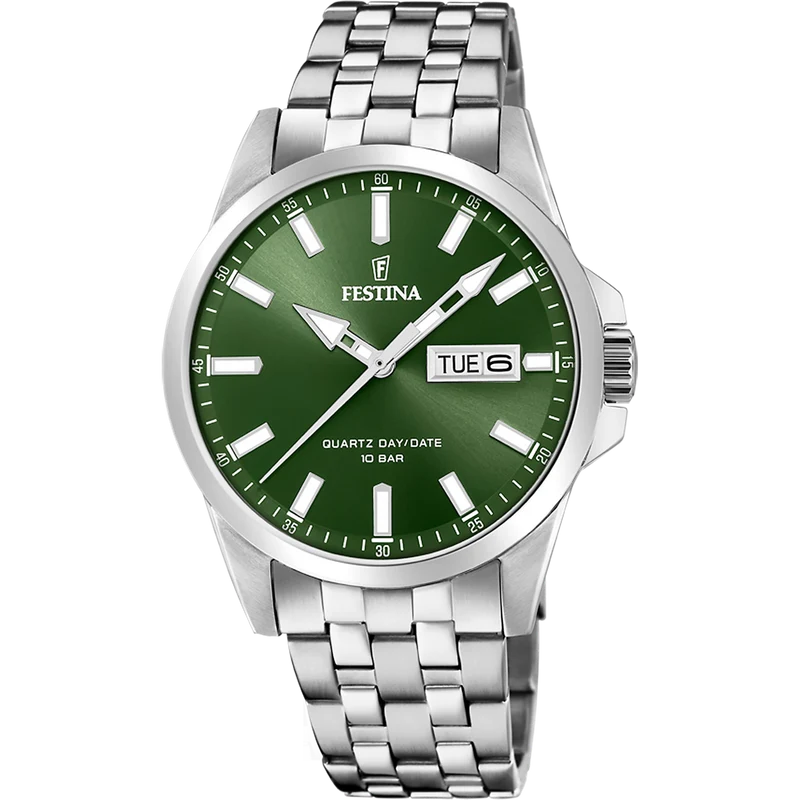 Festina Classics F20357/5 Herrenuhr Grün • Mineralglas • Quarzwerk MIYOTA