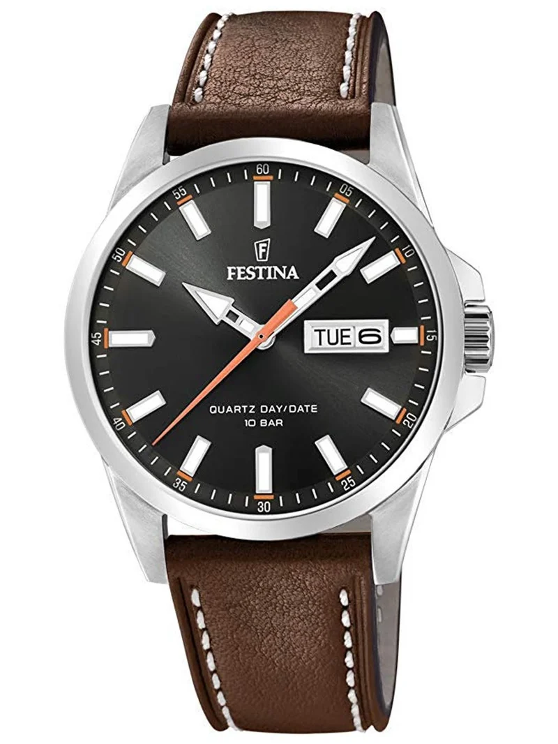 Festina Classics F20358/2 Herrenuhr Schwarz • Mineralglas • Echtlederarmband